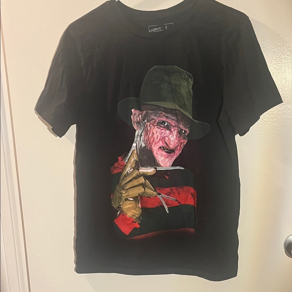 Black Graphic T-Shirt with Horror Character
